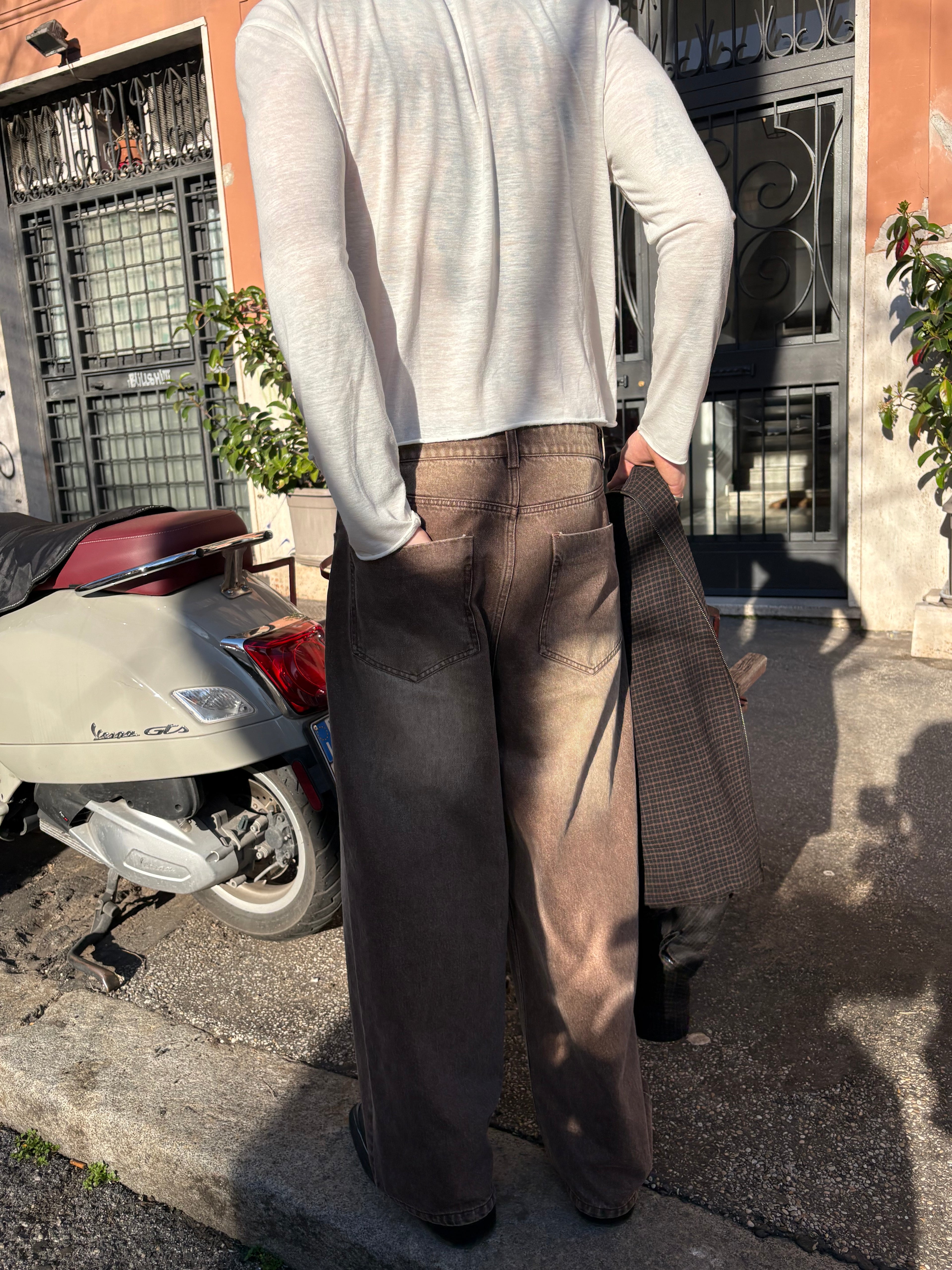 Kickin' up Dust V1 - Baggy fit Faded Brown Wash Jeans